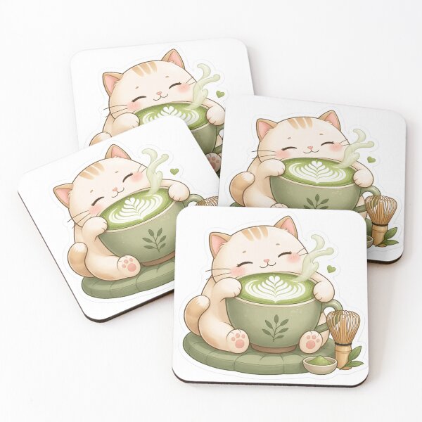 Item preview, Matcha Cat Cozy Cafe Kawaii designed and sold by StickyGuys.