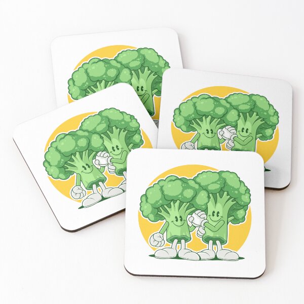 Item preview, Retro Cartoon Broccoli Friends Fist Bump designed and sold by Lexkon Liu's art.