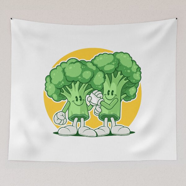 Item preview, Retro Cartoon Broccoli Friends Fist Bump designed and sold by Lexkon Liu's art.