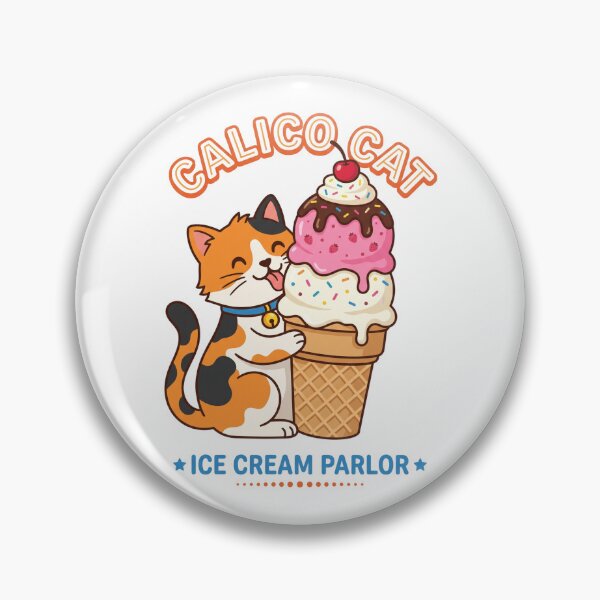 Item preview, Calico Cat Ice Cream Parlor Strawberry Vanilla Cone designed and sold by PictoVibe.