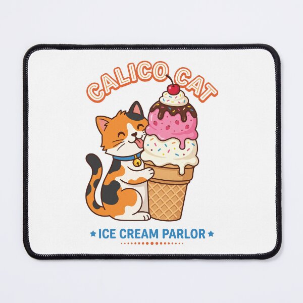 Item preview, Calico Cat Ice Cream Parlor Strawberry Vanilla Cone designed and sold by PictoVibe.