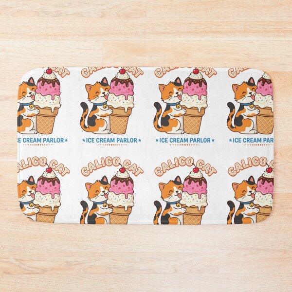 Item preview, Calico Cat Ice Cream Parlor Strawberry Vanilla Cone designed and sold by PictoVibe.