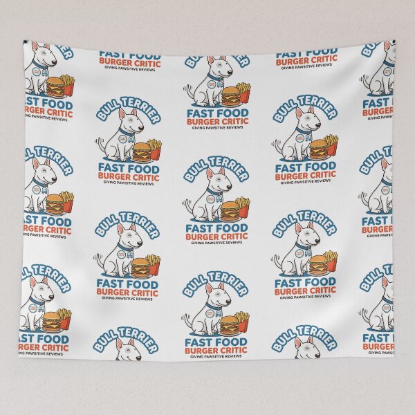 Item preview, Bull Terrier Fast Food Burger Critic Cheeseburger Fries designed and sold by PictoVibe.