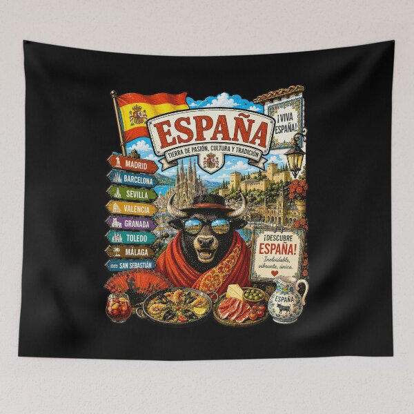 Item preview, Spain Iberian Adventure Bull Travel Art designed and sold by AtuqStudio.