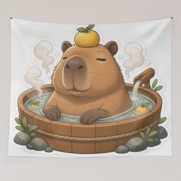 Item preview, Capybara Hot Spring Zen Cute Animal designed and sold by StickyGuys.