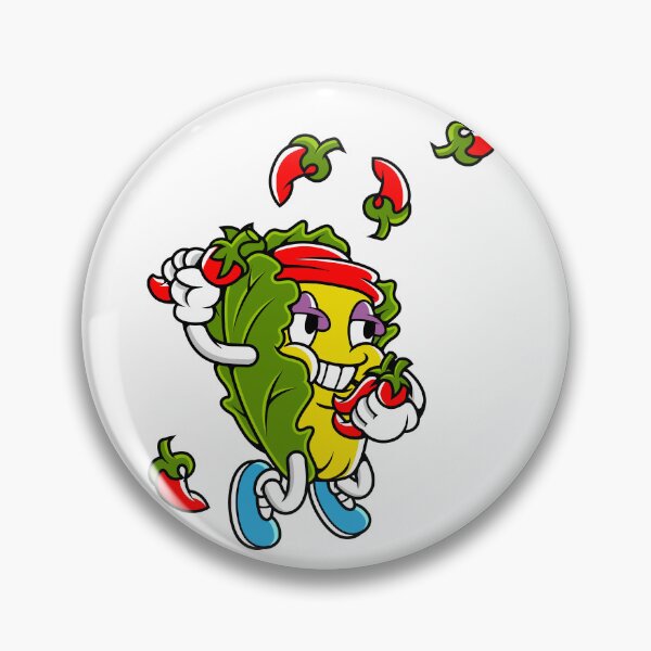 Item preview, Retro Cartoon Lettuce Juggling Chili Peppers designed and sold by Lexkon Liu's art.
