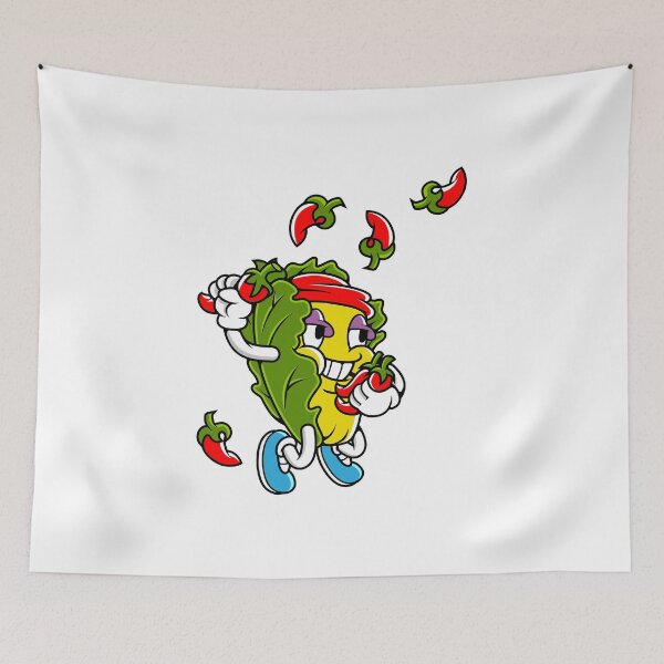 Item preview, Retro Cartoon Lettuce Juggling Chili Peppers designed and sold by Lexkon Liu's art.