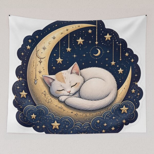 Item preview, Sleepy Cat Moon Celestial Cat Lover designed and sold by StickyGuys.