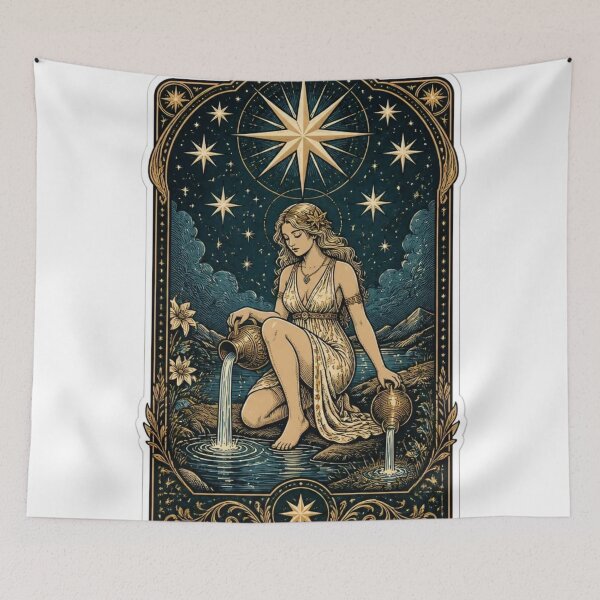 Item preview, The Star Tarot Card Celestial Illustration designed and sold by StickyGuys.