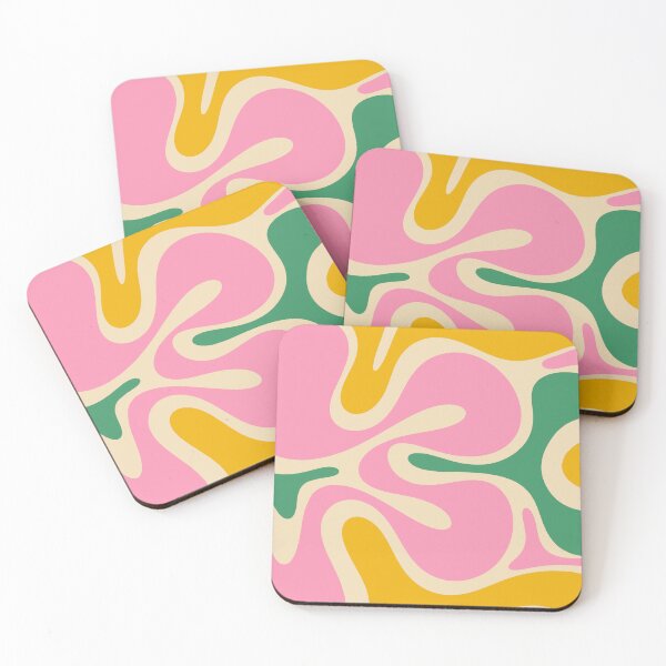 Item preview, Colorful Retro Abstract Smooth Contours Pink Green Mustard designed and sold by kierkegaard.
