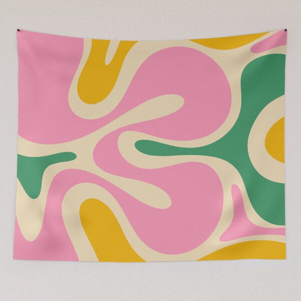 Item preview, Colorful Retro Abstract Smooth Contours Pink Green Mustard designed and sold by kierkegaard.