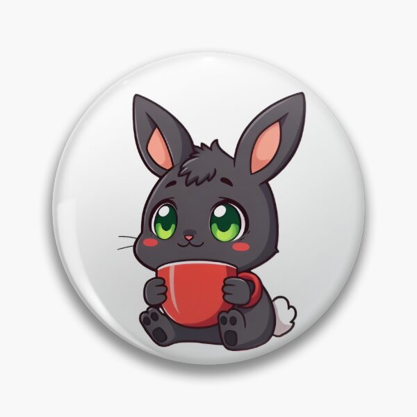 Item preview, Cute kawaii black bunny with a red cup 01 designed and sold by ChameleonStars.