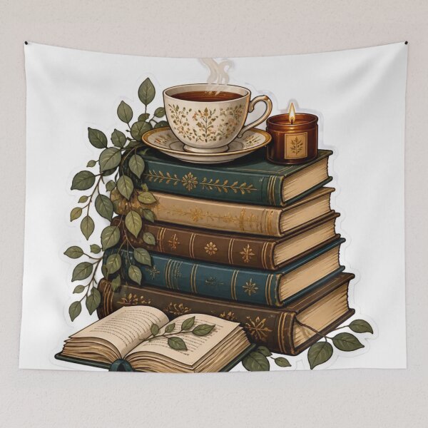 Item preview, Cozy Books and Tea Bookworm Stack designed and sold by StickyGuys.