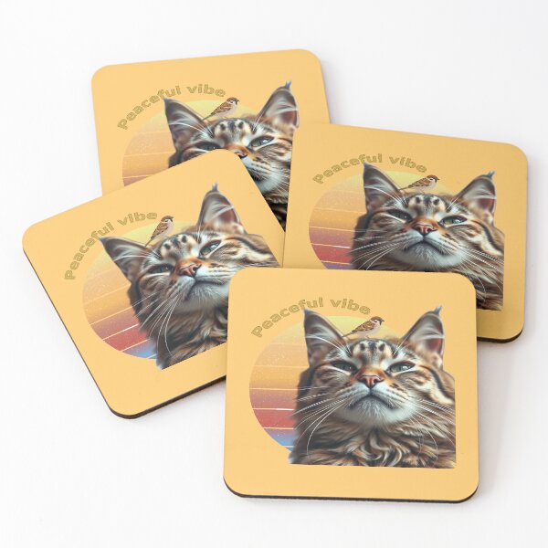 Item preview, Cute Cat with Bird Friend Retro Vintage Sunset Aesthetic designed and sold by hoodiehood.