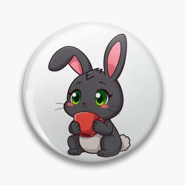 Item preview, Cute kawaii black bunny with a red cup 02 designed and sold by ChameleonStars.