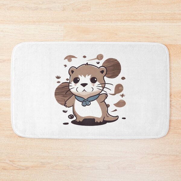 Item preview, Waving Brown Otter Cute Chibi Art designed and sold by Indulgentjapan.