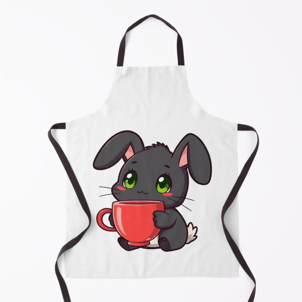 Item preview, Cute kawaii black bunny with a red cup 04 designed and sold by ChameleonStars.