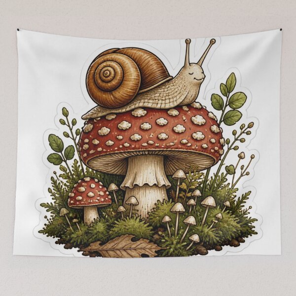 Item preview, Goblincore Snail Toadstool Forest Friend designed and sold by StickyGuys.