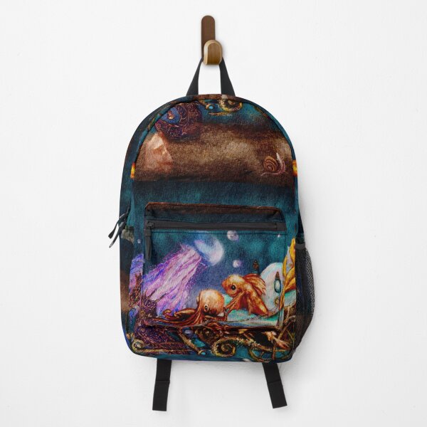 Item preview, Whimsical Art: Nursery Print of Under the Sea Goldfish on Seashell Carriage Pulled by a Jeweled Sea Horse designed and sold by Monica Laipple.