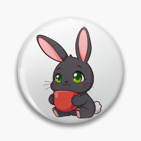 Item preview, Cute kawaii black bunny with a red cup 05 designed and sold by ChameleonStars.
