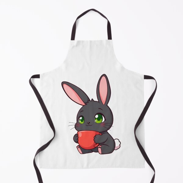 Item preview, Cute kawaii black bunny with a red cup 05 designed and sold by ChameleonStars.