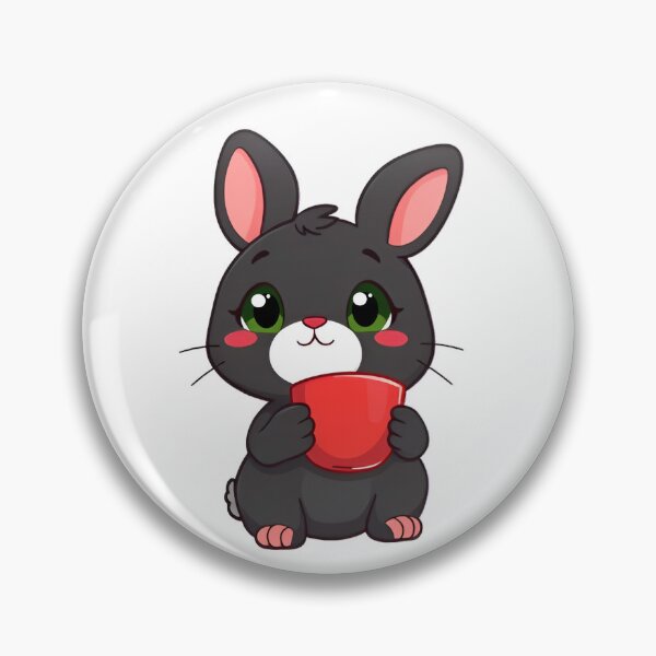Item preview, Cute kawaii black bunny with a red cup 06 designed and sold by ChameleonStars.