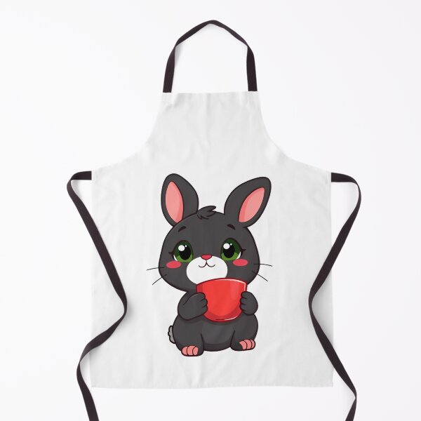 Item preview, Cute kawaii black bunny with a red cup 06 designed and sold by ChameleonStars.