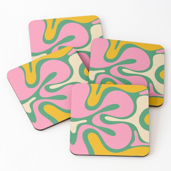 Item preview, Colourful Retro Abstract Smooth Contours Pink Green Mustard designed and sold by kierkegaard.