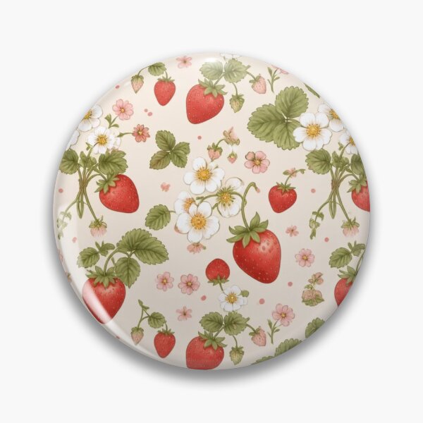 Item preview, Cottagecore Strawberry Floral Pattern designed and sold by StickyGuys.