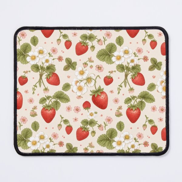 Item preview, Cottagecore Strawberry Floral Pattern designed and sold by StickyGuys.