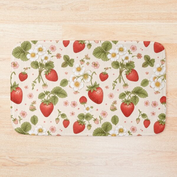 Item preview, Cottagecore Strawberry Floral Pattern designed and sold by StickyGuys.