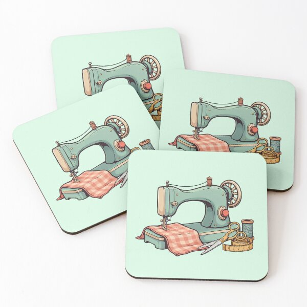 Item preview, Sewing Machine with Fabric, Scissors & Measuring Tape | Sewing Lover Illustration | Seamstress Gift designed and sold by MarJul.