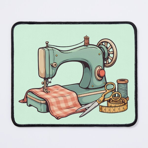 Item preview, Sewing Machine with Fabric, Scissors & Measuring Tape | Sewing Lover Illustration | Seamstress Gift designed and sold by MarJul.