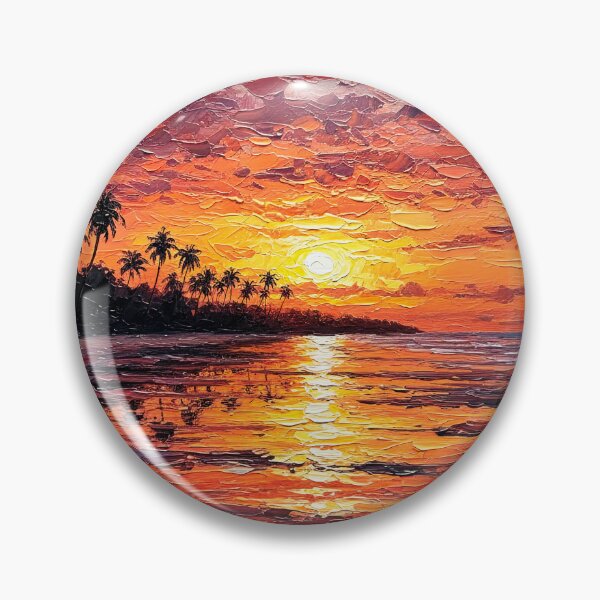 Item preview, Red Sunset Tropical Palm Beach Oil Painting Art designed and sold by Francis & May.