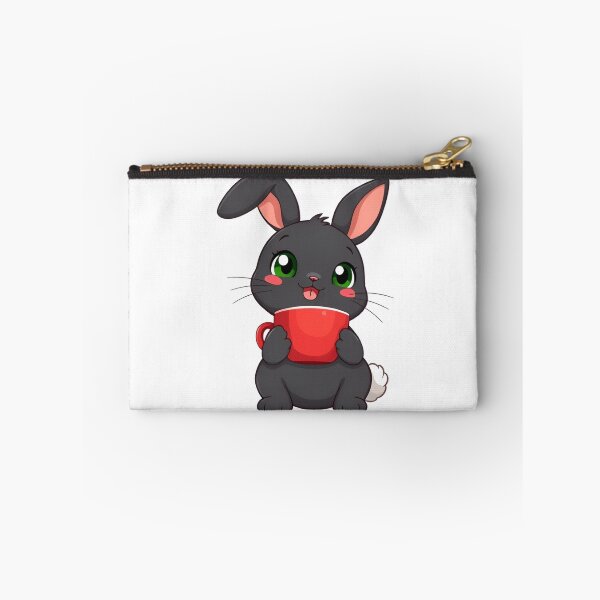 Item preview, Cute kawaii black bunny with a red cup 07 designed and sold by ChameleonStars.