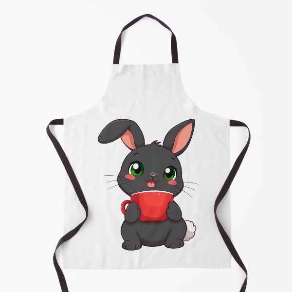 Item preview, Cute kawaii black bunny with a red cup 07 designed and sold by ChameleonStars.