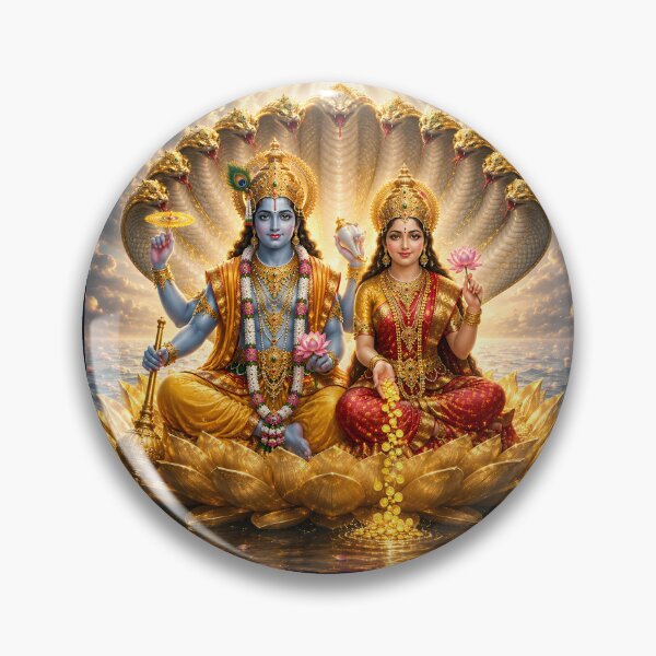 Item preview, Lord Vishnu Lakshmi Golden Lotus Art designed and sold by hutofdesigns.