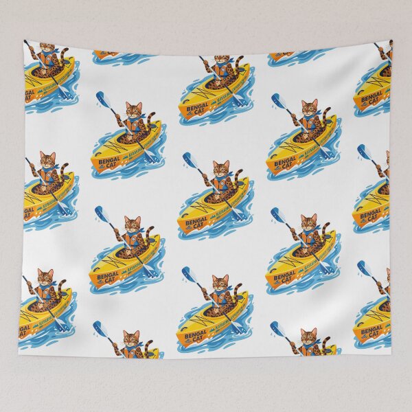 Item preview, Bengal Cat Kayaking Expedition River Rapid Paddle designed and sold by PictoVibe.