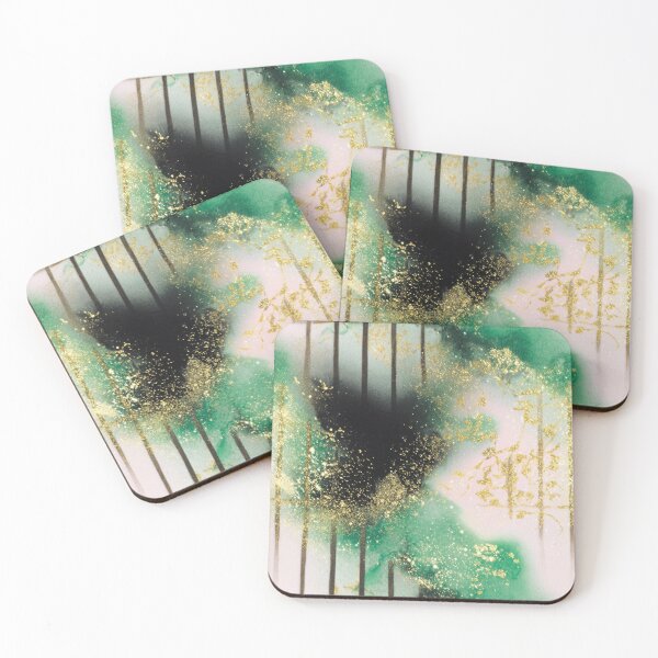 Item preview, Emerald Gold Abstract Grid designed and sold by bubblegoth.