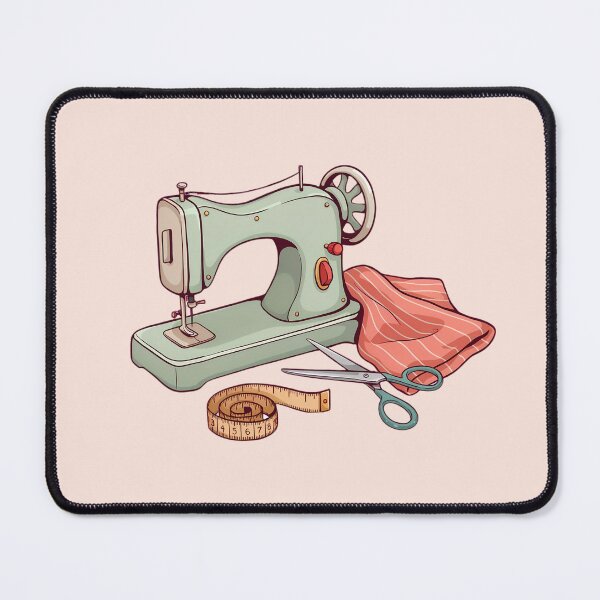 Item preview, Sewing Machine with Fabric, Scissors & Measuring Tape | Sewing Lover Illustration | Seamstress Gift designed and sold by MarJul.