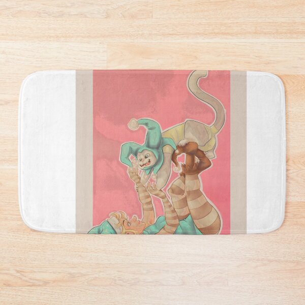 Item preview, Whimsical Acrobat Jester and Cat Fantasy Illustration designed and sold by MythosAndMirth.