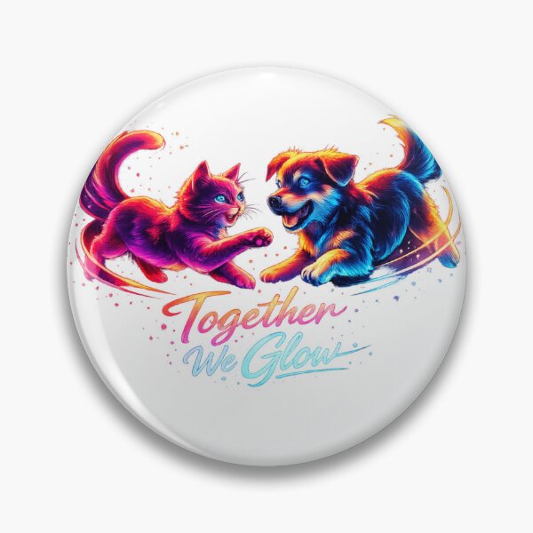 Item preview, Together We Glow – Neon Cat and Dog Art Design for Pet Lovers designed and sold by EdgeSphere.