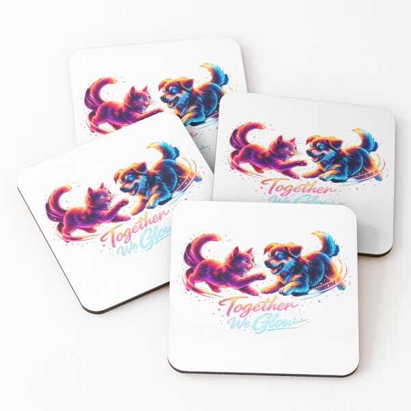 Item preview, Together We Glow – Neon Cat and Dog Art Design for Pet Lovers designed and sold by EdgeSphere.