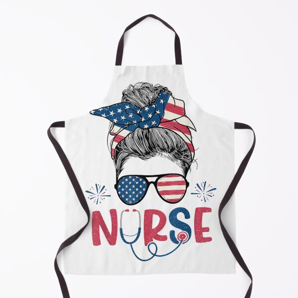 Item preview, American Flag Patriotic Nurse Messy Bun 4th Of July Nurse T-Shirt designed and sold by DArtfulStudio.
