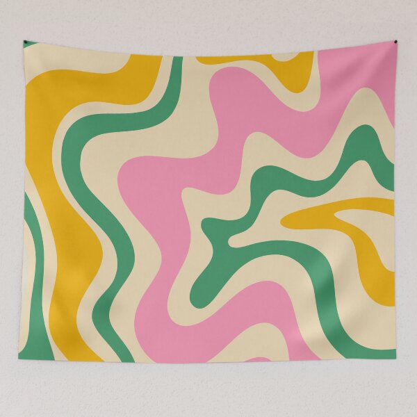 Item preview, Retro Abstract Liquid Swirl Trippy Colorful Pattern in Pink Green Mustard designed and sold by kierkegaard.