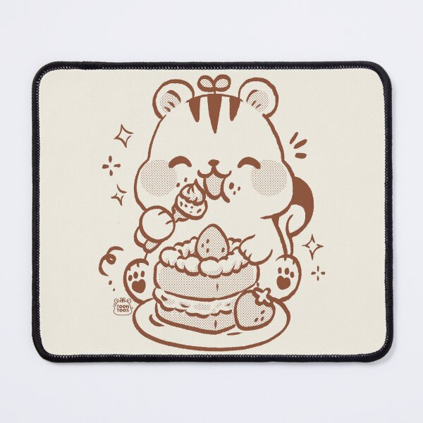 Item preview, Cute Squirrel Eating Strawberry Cake Kawaii Dessert Illustration designed and sold by ToonToos.