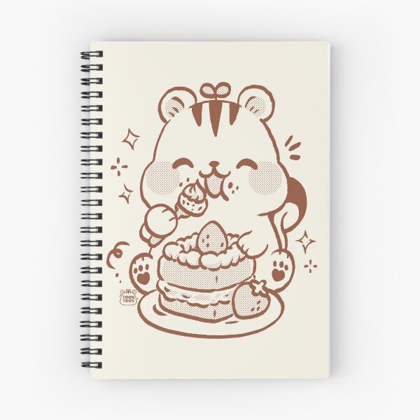Item preview, Cute Squirrel Eating Strawberry Cake Kawaii Dessert Illustration designed and sold by ToonToos.
