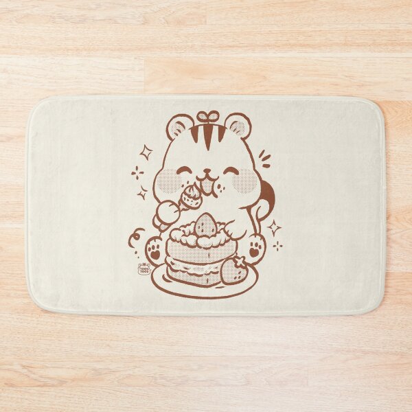 Item preview, Cute Squirrel Eating Strawberry Cake Kawaii Dessert Illustration designed and sold by ToonToos.