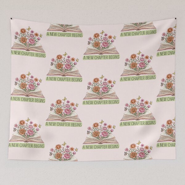 Item preview, A New Chapter Begins – Floral Open Book Illustration designed and sold by UUniqueIImprint.