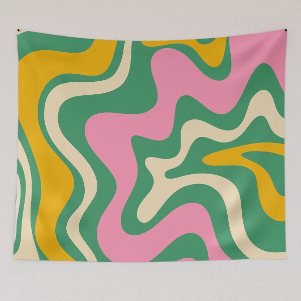 Item preview, Retro Abstract Liquid Swirl Trippy Colorful Pattern Pink Green Mustard designed and sold by kierkegaard.